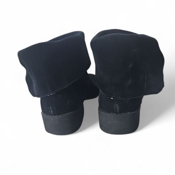 Ann Taylor LOFT 100% Leather Suede Ankle Luxe Boots Sz 8.5 Black Moto Utility - Picture 3 of 13